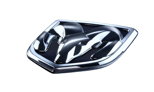 Dodge logo made with Kromex® HP machine to make 3d emblems