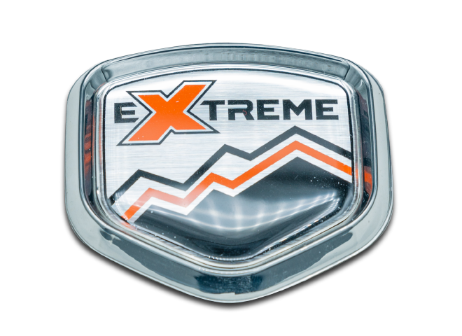 "Extreme" Kromex® logo with doming on the top surface to enhance colors and protect graphics